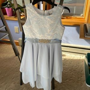 Girls Dress 10 Light Blue and White